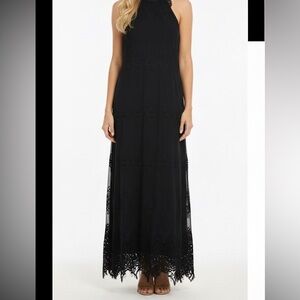 Navy Black Swan Maxi Dress Crochet Detailing Size Medium